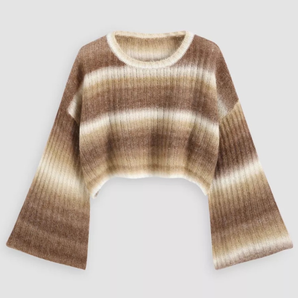 Gradient Stripe bell sleeve sweater